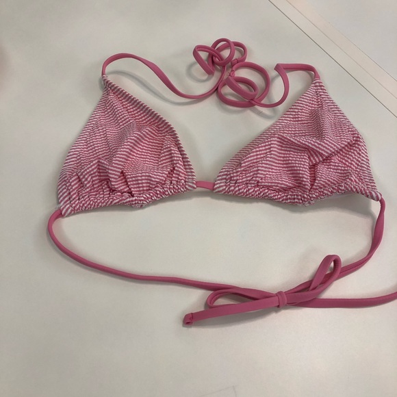 LAUREN JAMES Pink Gingham Bikini Swim Top Size L - Picture 3 of 6